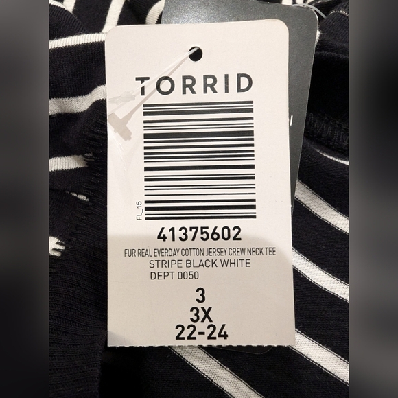 Torrid True Love has Paws Cotton Crew Neck Tee black & white stripes Sz 3x - Picture 12 of 12